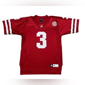 ADIDAS NEBRASKA CORN HUSKERS red Football Jersey #3 size Medium oversized fit